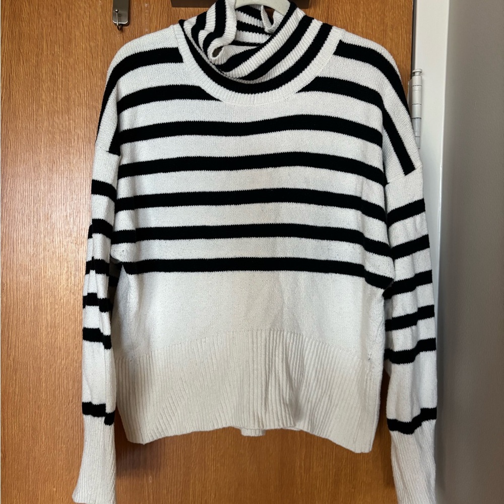 Semi Cropped - hits at hips Striped Black and White Sweater